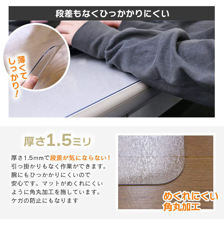 ダイニングマット 90×150cm 撥水 クリア 抗菌 防臭 防カビ 厚1.5mm 床 保護 傷防止マット 拭ける フロアマット テーブルマット クリアマット 透明マット チェアマット(代引不可)