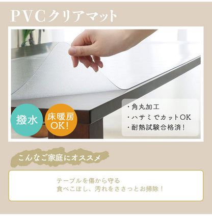 ダイニングマット 90×150cm 撥水 クリア 抗菌 防臭 防カビ 厚1.5mm 床 保護 傷防止マット 拭ける フロアマット テーブルマット クリアマット 透明マット チェアマット(代引不可)