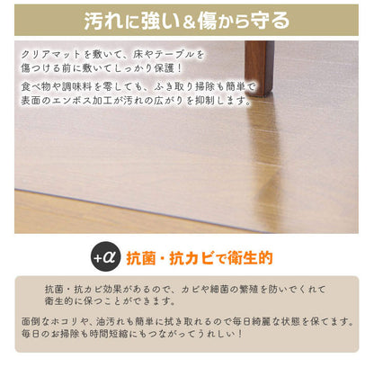 ダイニングマット 90×180cm 撥水 クリア 抗菌 防臭 防カビ 厚1.5mm 床 保護 傷防止マット 拭ける フロアマット テーブルマット クリアマット 透明マット チェアマット(代引不可)