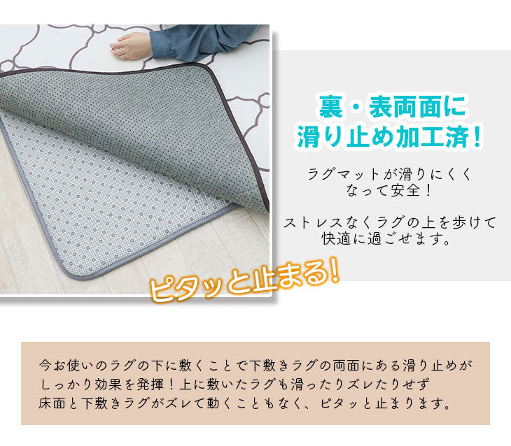 下敷きラグ 115×170cm 四層構造アルミシート入り ラグマット 低反発 厚20mm 防音 フロア 床 滑り止め付き 裏表 厚手 ふかふか すべらない 北欧 ウレタン アルミシート(代引不可)