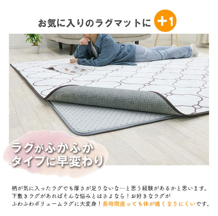 下敷きラグ 115×170cm 四層構造アルミシート入り ラグマット 低反発 厚20mm 防音 フロア 床 滑り止め付き 裏表 厚手 ふかふか すべらない 北欧 ウレタン アルミシート(代引不可)