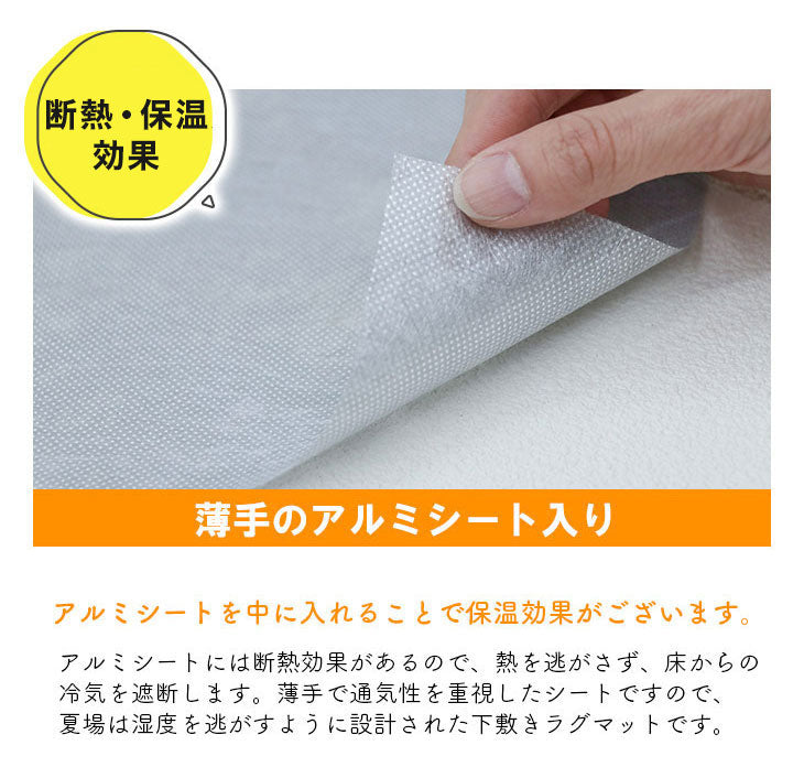 下敷きラグ 115×170cm 四層構造アルミシート入り ラグマット 低反発 厚20mm 防音 フロア 床 滑り止め付き 裏表 厚手 ふかふか すべらない 北欧 ウレタン アルミシート(代引不可)