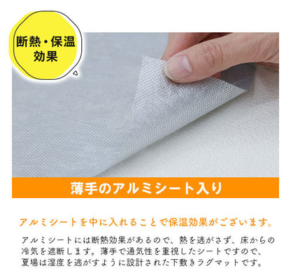 下敷きラグ 115×170cm 四層構造アルミシート入り ラグマット 低反発 厚20mm 防音 フロア 床 滑り止め付き 裏表 厚手 ふかふか すべらない 北欧 ウレタン アルミシート(代引不可)