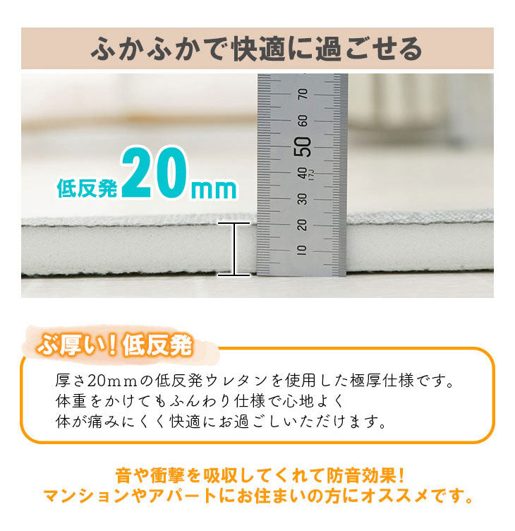 下敷きラグ 170×170cm 四層構造アルミシート入り ラグマット 低反発 厚20mm 防音 フロア 床 滑り止め付き 裏表 厚手 ふかふか すべらない 北欧 ウレタン アルミシート(代引不可)