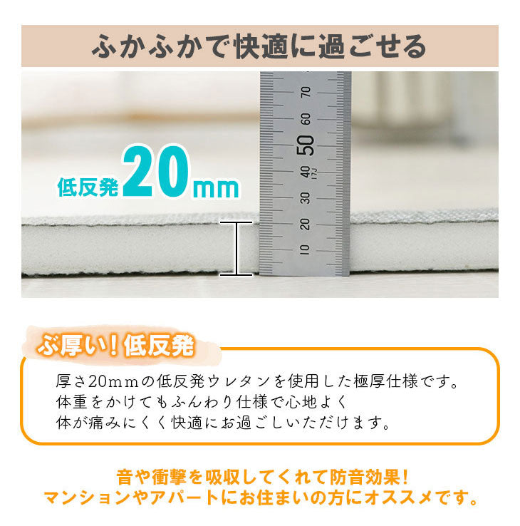 下敷きラグ 170×230cm 四層構造アルミシート入り ラグマット 低反発 厚20mm 防音 フロア 床 滑り止め付き 裏表 厚手 ふかふか すべらない 北欧 ウレタン アルミシート(代引不可)