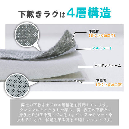 下敷きラグ 170×230cm 四層構造アルミシート入り ラグマット 低反発 厚20mm 防音 フロア 床 滑り止め付き 裏表 厚手 ふかふか すべらない 北欧 ウレタン アルミシート(代引不可)