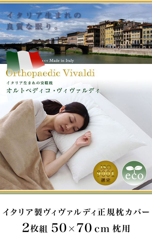 2枚組 オルトペディコ枕 専用カバー 50×80 イタリア製 まくらカバー 洗える エコテックス100認証 わた ビバルディ グアンシアレ(代引不可)【メール便】