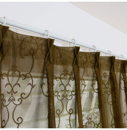 ミラーレースカーテン UVカット 日本製 40サイズ 幅100 幅150 幅200 レースカーテン ダマスク柄 ブラウン おしゃれ 洗濯OK 昼間見えにくい 賃貸 採光 国産 洗える カーテン(代引不可)