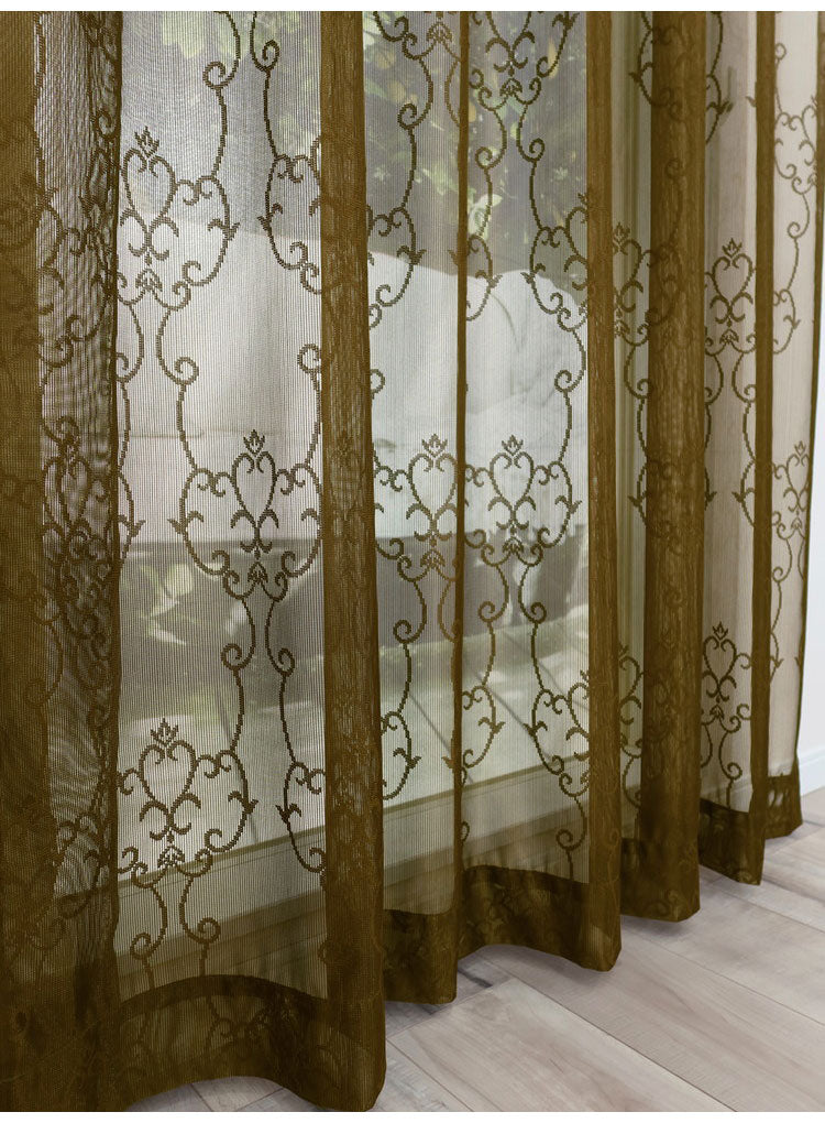 ミラーレースカーテン UVカット 日本製 40サイズ 幅100 幅150 幅200 レースカーテン ダマスク柄 ブラウン おしゃれ 洗濯OK 昼間見えにくい 賃貸 採光 国産 洗える カーテン(代引不可)