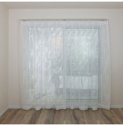 ミラーレースカーテン UVカット 日本製 40サイズ 幅100 幅150 幅200 レースカーテン ダマスク柄 ホワイト おしゃれ 洗濯OK 昼間見えにくい 賃貸 採光 国産 洗える カーテン(代引不可)