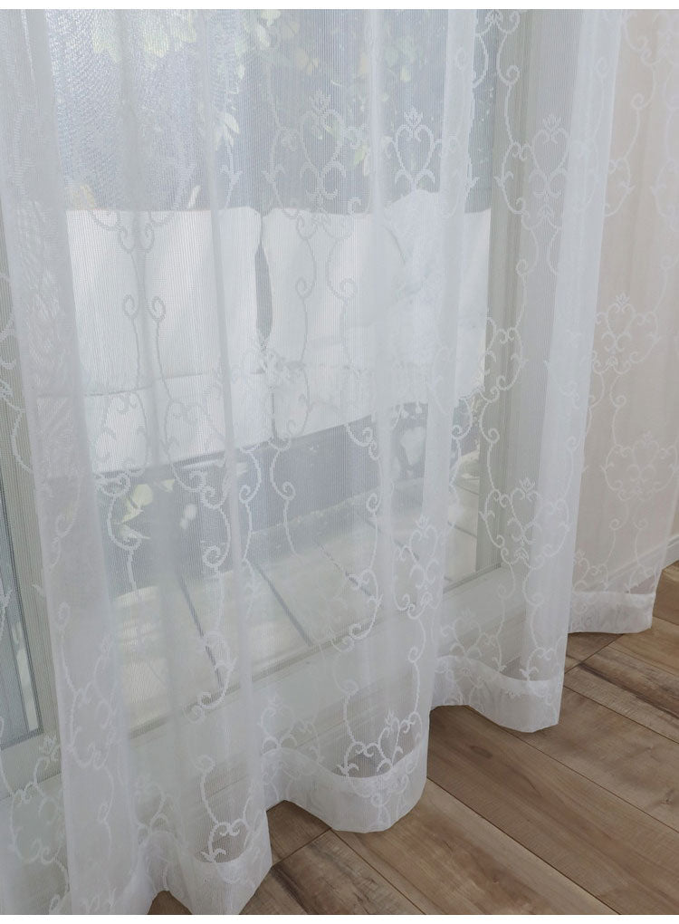 ミラーレースカーテン UVカット 日本製 40サイズ 幅100 幅150 幅200 レースカーテン ダマスク柄 ホワイト おしゃれ 洗濯OK 昼間見えにくい 賃貸 採光 国産 洗える カーテン(代引不可)