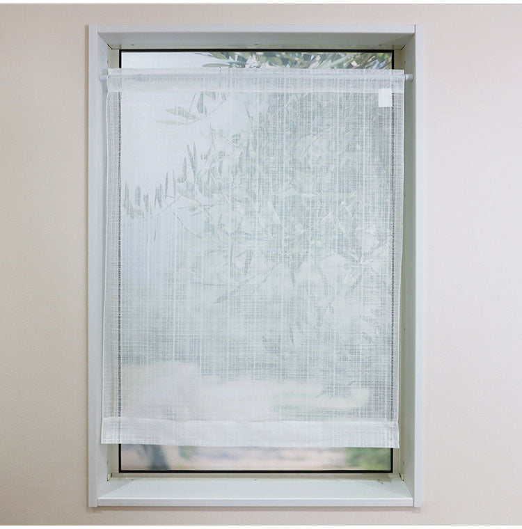 日本製 小窓レースカーテン 約巾70cm×丈120cm カフェカーテン 目隠し 人気 リゾート シンプル 小窓用 縦長 幅のせまい 共生地リボン付き キッチン トイレ 出窓 程よい透け感 軽く光を採り入れる(代引不可)