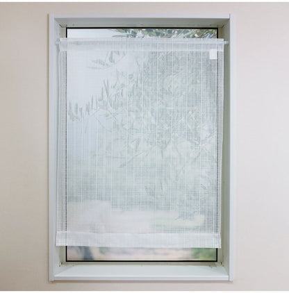 日本製 小窓レースカーテン 約巾70cm×丈90cm カフェカーテン 目隠し 人気 リゾート シンプル 小窓用 縦長 幅のせまい 共生地リボン付き キッチン トイレ 出窓 程よい透け感(代引不可)