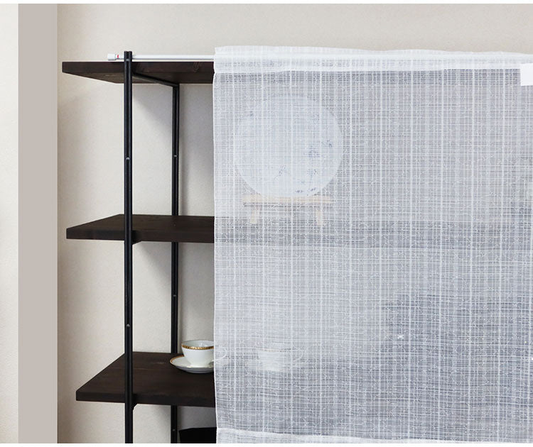 日本製 小窓レースカーテン 約巾70cm×丈90cm カフェカーテン 目隠し 人気 リゾート シンプル 小窓用 縦長 幅のせまい 共生地リボン付き キッチン トイレ 出窓 程よい透け感(代引不可)