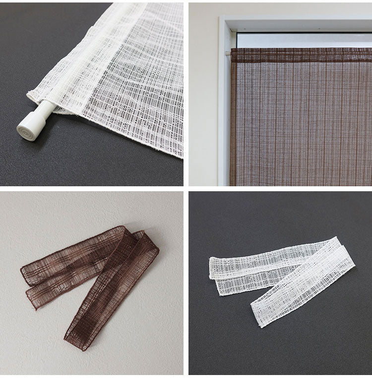 日本製 小窓レースカーテン 約巾70cm×丈90cm カフェカーテン 目隠し 人気 リゾート シンプル 小窓用 縦長 幅のせまい 共生地リボン付き キッチン トイレ 出窓 程よい透け感(代引不可)