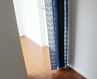 【日本製】 間仕切りカーテン フリーカット つっぱり式 北欧リーフ 遮熱 アコーディオン式 ウォッシャブル パーテーション 目隠し 間仕切り カーテン(代引不可)