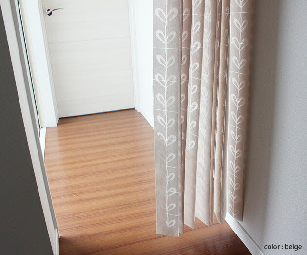 【日本製】 間仕切りカーテン フリーカット つっぱり式 北欧リーフ 遮熱 アコーディオン式 ウォッシャブル パーテーション 目隠し 間仕切り カーテン(代引不可)