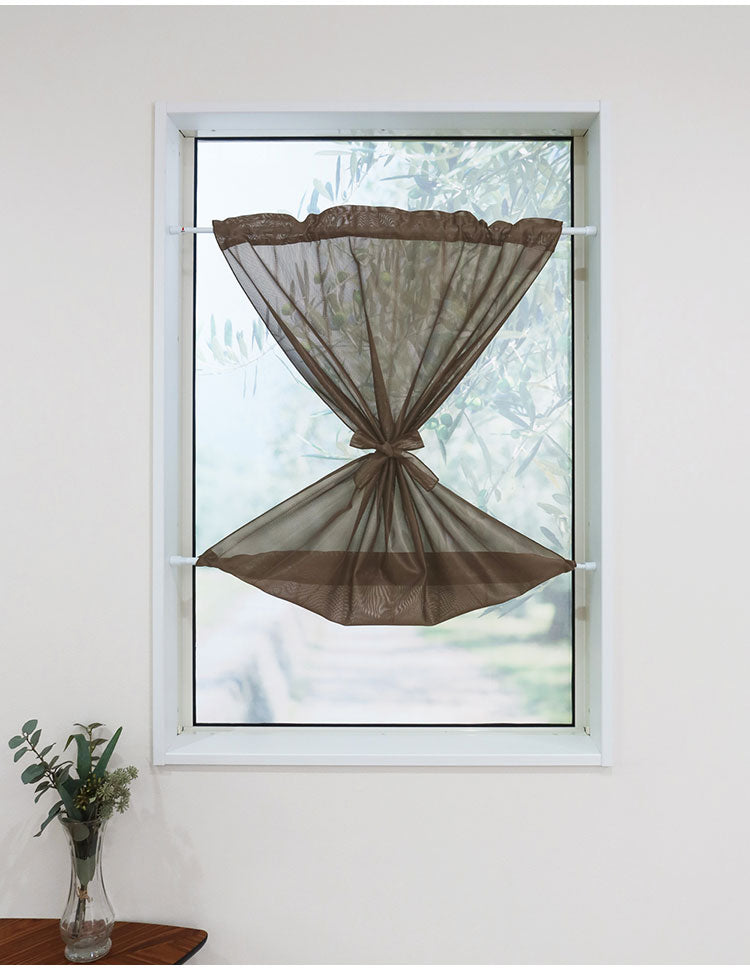 日本製 小窓レースカーテン 約巾70cm×丈120cm 小窓 カフェカーテン 遮熱 断熱 目隠し人気 北欧 シンプル 小窓用 ミラーレース 縦長 日本製 幅のせまい 小窓用ミラーレースカーテン 共生地リボン付き(代引不可)