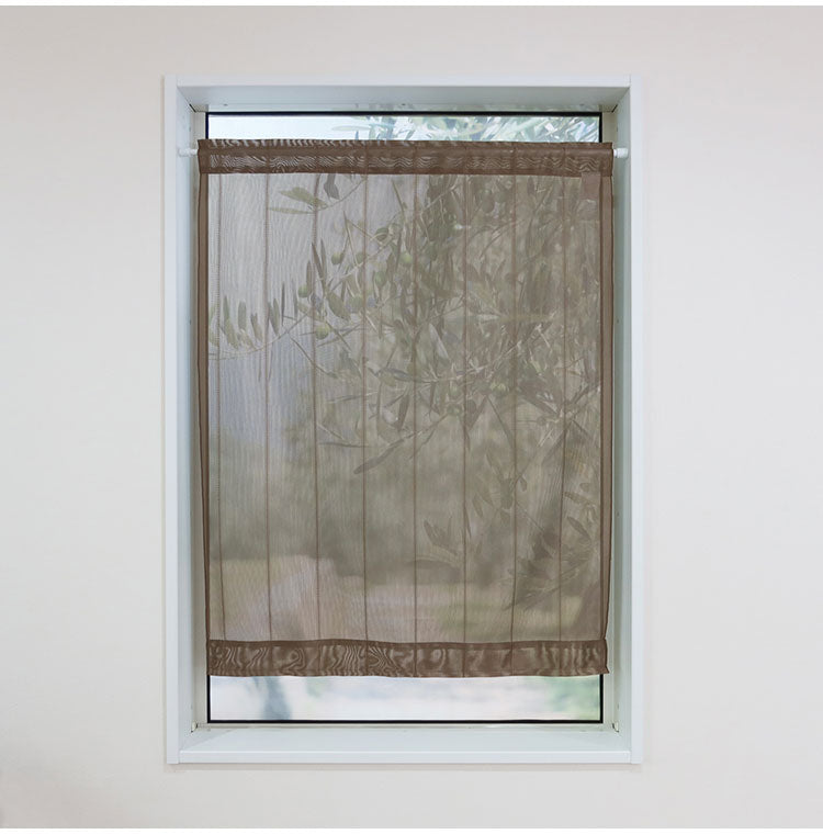 日本製 小窓レースカーテン 約巾70cm×丈90cm 小窓 カフェカーテン 遮熱 断熱 目隠し人気 北欧 シンプル 小窓用 ミラーレース 縦長 小窓用ミラーレースカーテン 共生地リボン付き キッチン トイレ(代引不可)