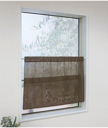 日本製 小窓レースカーテン 約巾70cm×丈90cm 小窓 カフェカーテン 遮熱 断熱 目隠し人気 北欧 シンプル 小窓用 ミラーレース 縦長 小窓用ミラーレースカーテン 共生地リボン付き キッチン トイレ(代引不可)