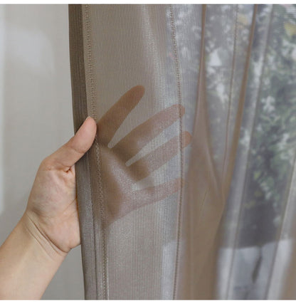 ミラーレースカーテン 日本製 40サイズ 幅100 幅150 幅200 レースカーテン UVカット ストライプ柄 ブラウン おしゃれ 洗濯OK 昼間見えにくい 賃貸 採光 国産 洗える カーテン(代引不可)