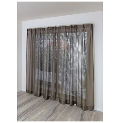 ミラーレースカーテン 日本製 40サイズ 幅100 幅150 幅200 レースカーテン UVカット ストライプ柄 ブラウン おしゃれ 洗濯OK 昼間見えにくい 賃貸 採光 国産 洗える カーテン(代引不可)