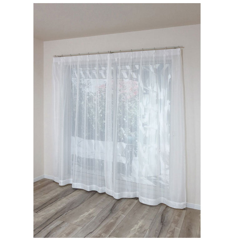 ミラーレースカーテン 日本製 40サイズ 幅100 幅150 幅200 レースカーテン UVカット ストライプ柄 ホワイト おしゃれ 洗濯OK 昼間見えにくい 賃貸 採光 国産 洗える カーテン(代引不可)