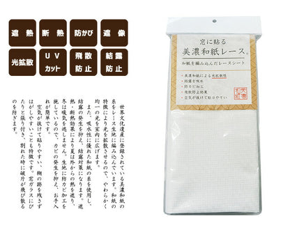 窓に貼る美濃和紙レース 90×90 レース 透かし 窓 装飾 ガラスシート ガラス シート(代引不可)