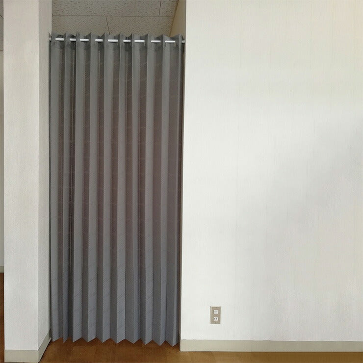 日本製 防炎ぱたぱたロングカーテン 幅150cm×丈220cm ドット柄 ベージュ グレー 暖簾 のれん 小窓 間仕切り カットライン 調節(代引不可)