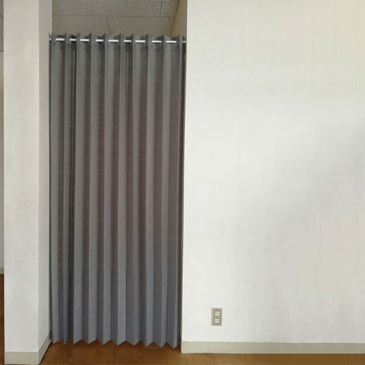 日本製 防炎ぱたぱたロングカーテン 幅150cm×丈220cm ドット柄 ベージュ グレー 暖簾 のれん 小窓 間仕切り カットライン 調節(代引不可)