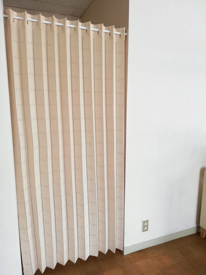 日本製 防炎ぱたぱたロングカーテン 幅150cm×丈220cm ドット柄 ベージュ グレー 暖簾 のれん 小窓 間仕切り カットライン 調節(代引不可)