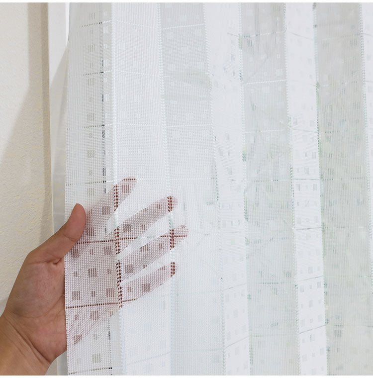 日本製 巾100cm×丈115cm ホワイト パタパタ アコーディオンカフェカーテン ドット柄 ハサミでカット 程よい透け感 取り付け簡単(代引不可)