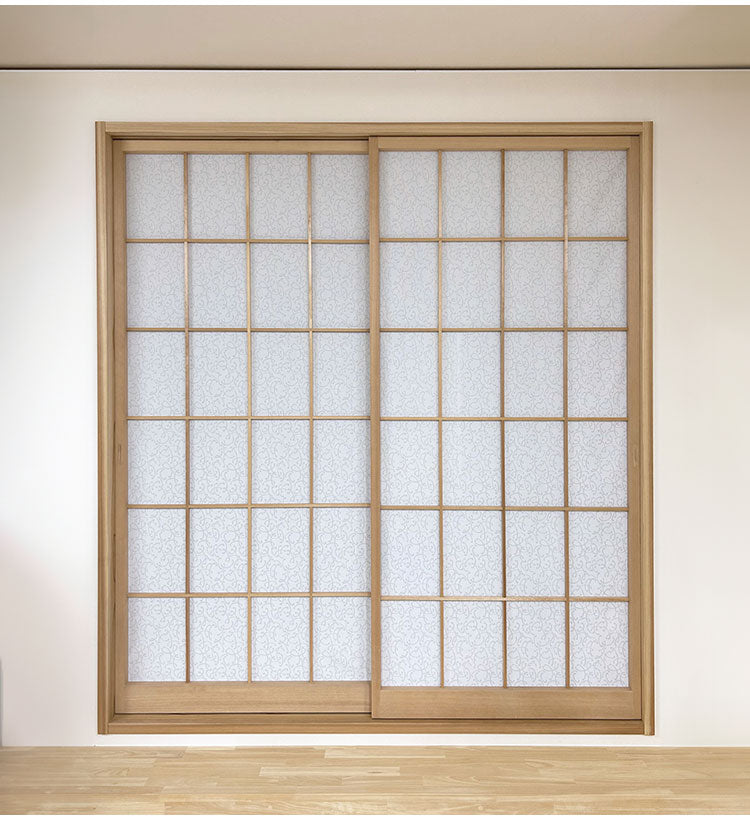 日本製 障子に貼るレース カール柄 幅100cm×丈200cm 2枚組 UVカット 破れにくい 簡単に貼れる 断熱・保温効果 花粉キャッチ 外から見られにくい 両面テープ2個付き(代引不可)