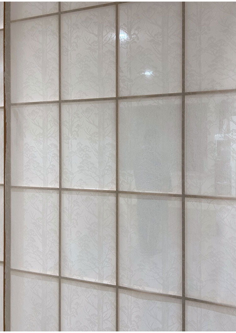 日本製 障子に貼るレース 森林柄 幅100cm×丈200cm 2枚組 UVカット 破れにくい 簡単に貼れる 断熱・保温効果 花粉キャッチ 外から見られにくい 両面テープ2個付き(代引不可)