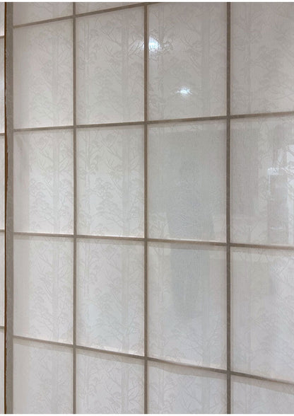 日本製 障子に貼るレース 森林柄 幅100cm×丈200cm 2枚組 UVカット 破れにくい 簡単に貼れる 断熱・保温効果 花粉キャッチ 外から見られにくい 両面テープ2個付き(代引不可)