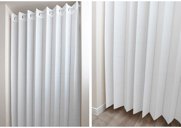 日本製 アコーディオンカーテン パタパタカーテン 間仕切り 目隠し 断熱 保温 長さ調整 ハサミでカット 無地調 プレーン 巾150cm×丈250cm ホワイト 省エネ エコ 洗える(代引不可)