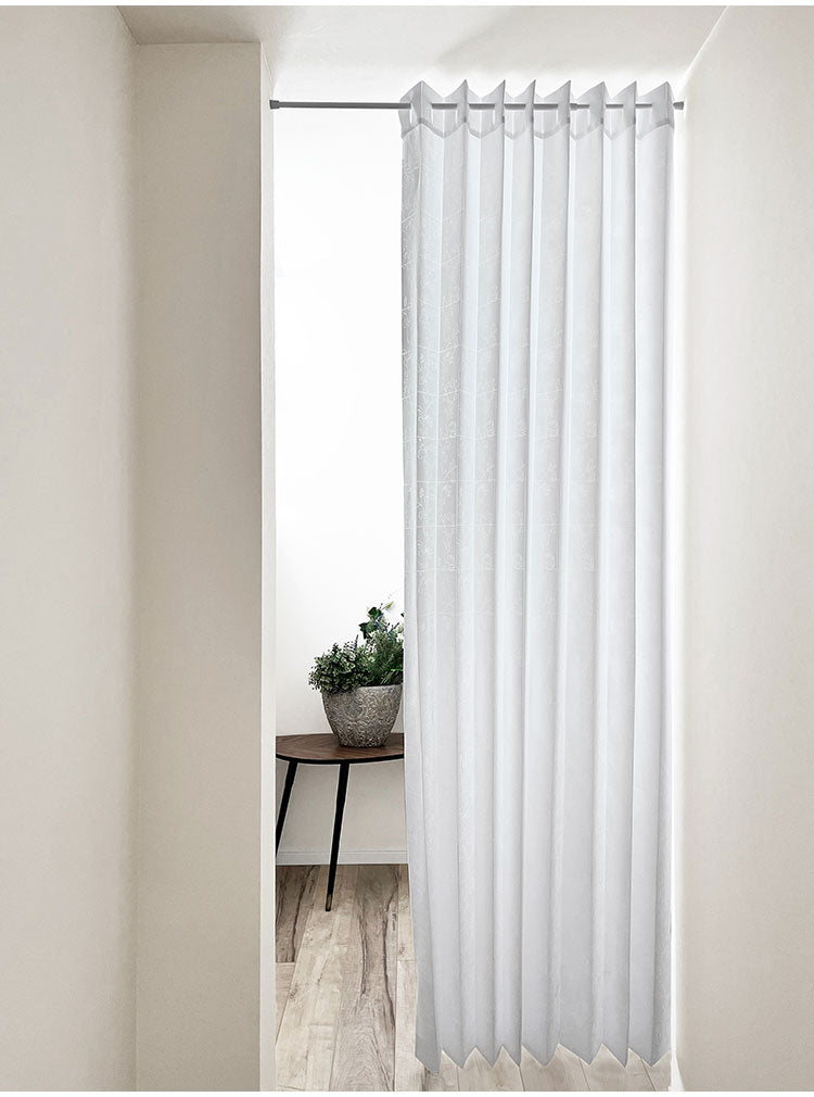 日本製 アコーディオンカーテン 巾100cm×丈200cm パタパタカーテン 間仕切り 目隠し 断熱 保温 長さ調整 アラベスク柄 厚手 省エネ エコ 洗える 帝人フロンティア(株) エコリエ(R) 使用(代引不可)