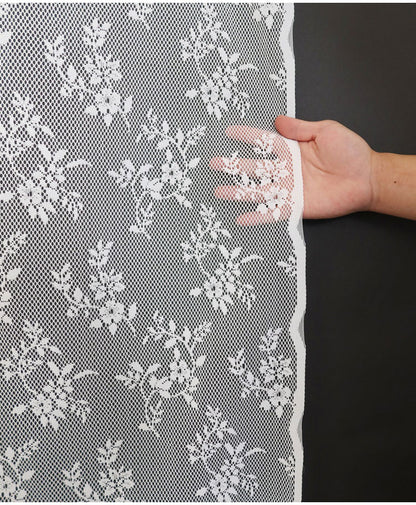 日本製 フリーカットレースカーテン 巾100cm×丈250cm ボタニカル柄 小花 リーフ 2枚組 自由に長さ変更 ハサミでカット 丈調整可能 調整可能なフック付き 取り付け簡単 程よい透け感(代引不可)