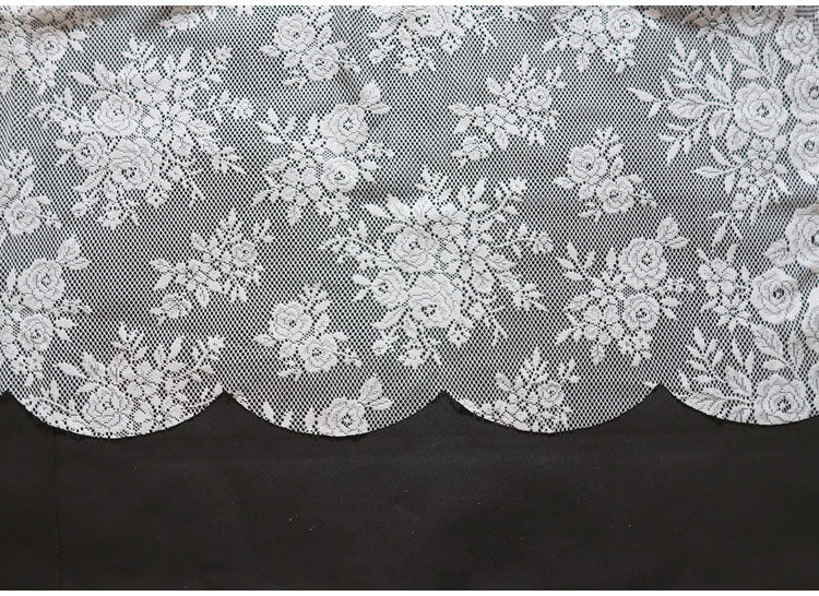 日本製 フリーカットレースカーテン 巾100cm×丈250cm バラ柄 花柄 2枚組 自由に長さ変更 ハサミでカット 丈調整可能 調整可能なフック付き 取り付け簡単 程よい透け感 光を採り入れる(代引不可)