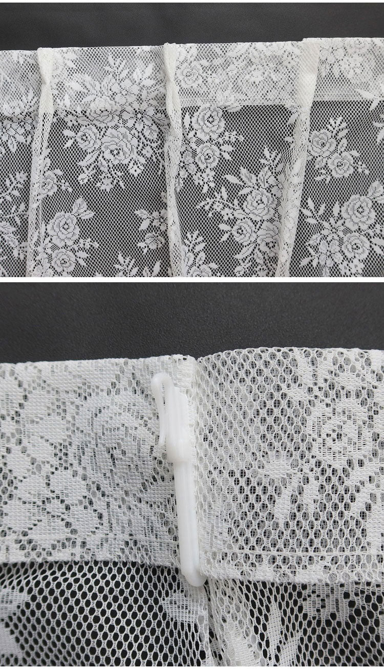 日本製 フリーカットレースカーテン 巾100cm×丈250cm バラ柄 花柄 2枚組 自由に長さ変更 ハサミでカット 丈調整可能 調整可能なフック付き 取り付け簡単 程よい透け感 光を採り入れる(代引不可)