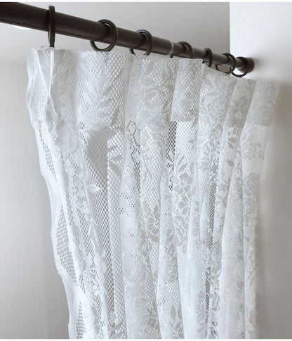 日本製 フリーカットレースカーテン 巾100cm×丈250cm バラ柄 花柄 2枚組 自由に長さ変更 ハサミでカット 丈調整可能 調整可能なフック付き 取り付け簡単 程よい透け感 光を採り入れる(代引不可)