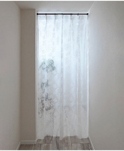 日本製 フリーカットレースカーテン 巾100cm×丈250cm バラ柄 花柄 2枚組 自由に長さ変更 ハサミでカット 丈調整可能 調整可能なフック付き 取り付け簡単 程よい透け感 光を採り入れる(代引不可)