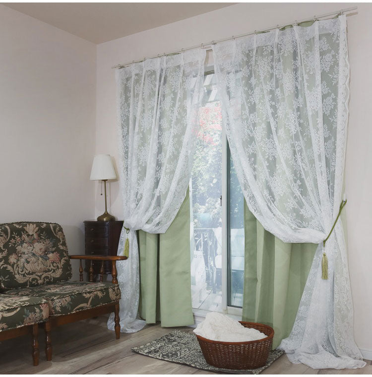 日本製 フリーカットレースカーテン 巾100cm×丈250cm バラ柄 花柄 2枚組 自由に長さ変更 ハサミでカット 丈調整可能 調整可能なフック付き 取り付け簡単 程よい透け感 光を採り入れる(代引不可)