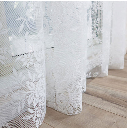 日本製 フリーカットレースカーテン 巾100cm×丈250cm バラ柄 花柄 2枚組 自由に長さ変更 ハサミでカット 丈調整可能 調整可能なフック付き 取り付け簡単 程よい透け感 光を採り入れる(代引不可)