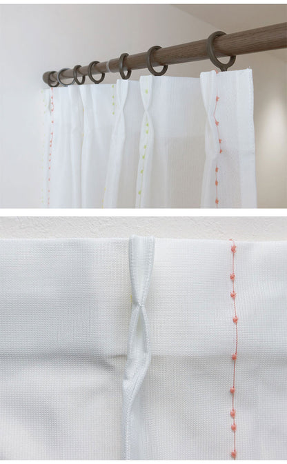 ミラーレースカーテン エコリエ 日本製 40サイズ 幅100 幅150 幅200 レースカーテン 断熱 保温 UVカット テイジン 高機能 3色 ボンボン おしゃれ 洗濯OK 昼間見えにくい 賃貸 採光 洗える カーテン(代引不可)