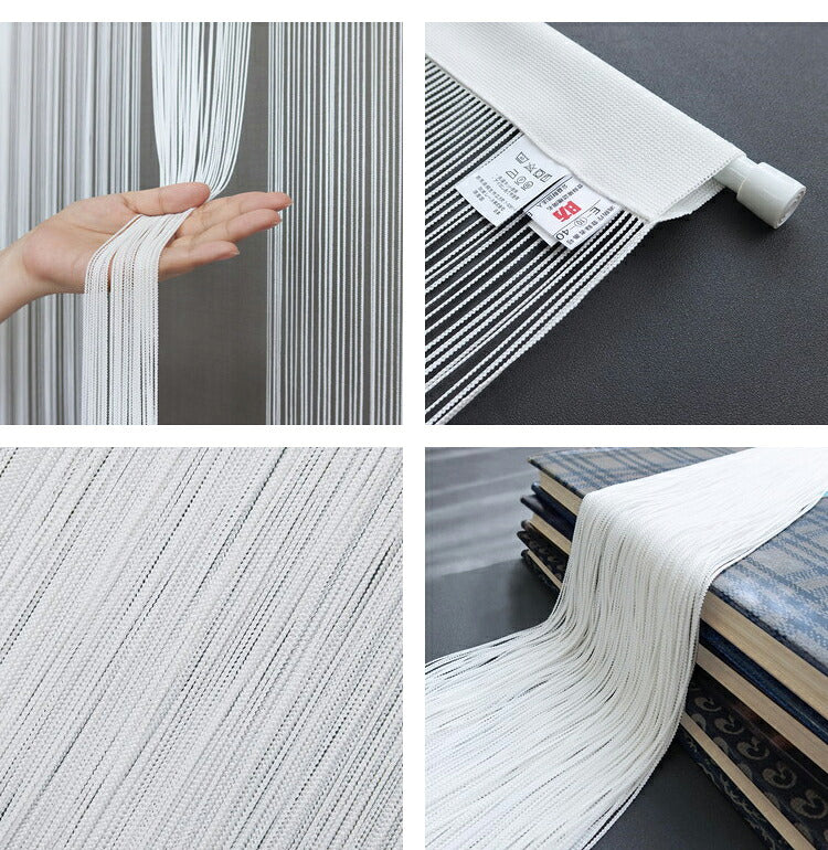 日本製 防炎 ひものれん 北欧風 間仕切り のれん 暖簾 約幅85cm×丈170cm 突っ張り棒 キッチン トイレ 程よい透け感 おしゃれ 小窓 出窓 お洒落 防炎加工 取り付け簡単(代引不可)