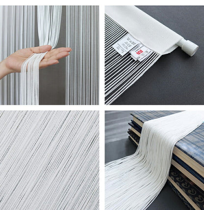 日本製 防炎 ひものれん 北欧風 間仕切り のれん 暖簾 約幅85cm×丈170cm 突っ張り棒 キッチン トイレ 程よい透け感 おしゃれ 小窓 出窓 お洒落 防炎加工 取り付け簡単(代引不可)