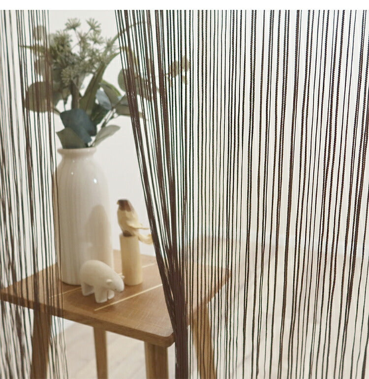 日本製 防炎 ひものれん 北欧風 間仕切り のれん 暖簾 約幅85cm×丈170cm 突っ張り棒 キッチン トイレ 程よい透け感 おしゃれ 小窓 出窓 お洒落 防炎加工 取り付け簡単(代引不可)
