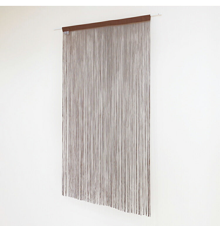 日本製 防炎 ひものれん 北欧風 間仕切り のれん 暖簾 約幅85cm×丈170cm 突っ張り棒 キッチン トイレ 程よい透け感 おしゃれ 小窓 出窓 お洒落 防炎加工 取り付け簡単(代引不可)