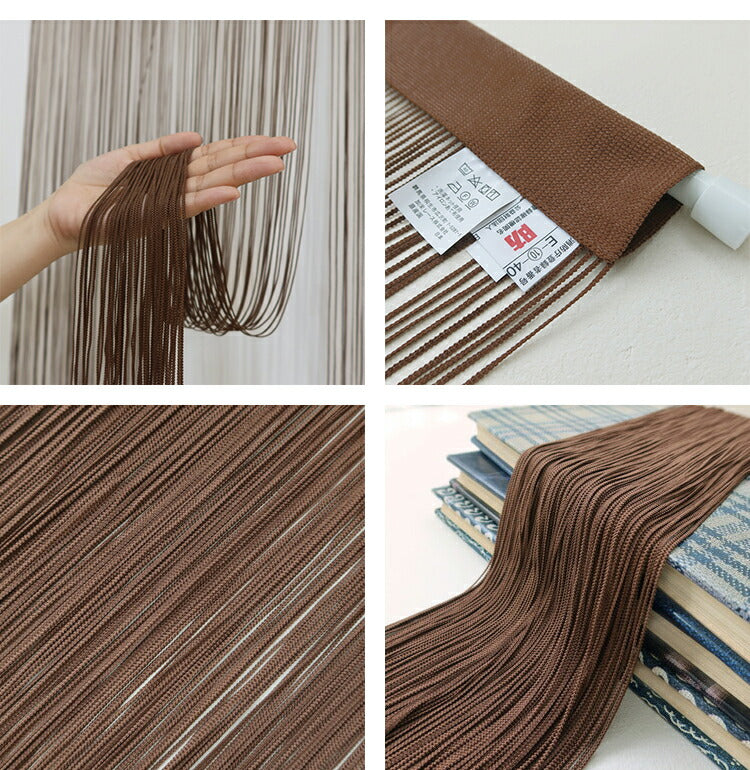 日本製 防炎 ひものれん 北欧風 間仕切り のれん 暖簾 約幅85cm×丈170cm 突っ張り棒 キッチン トイレ 程よい透け感 おしゃれ 小窓 出窓 お洒落 防炎加工 取り付け簡単(代引不可)